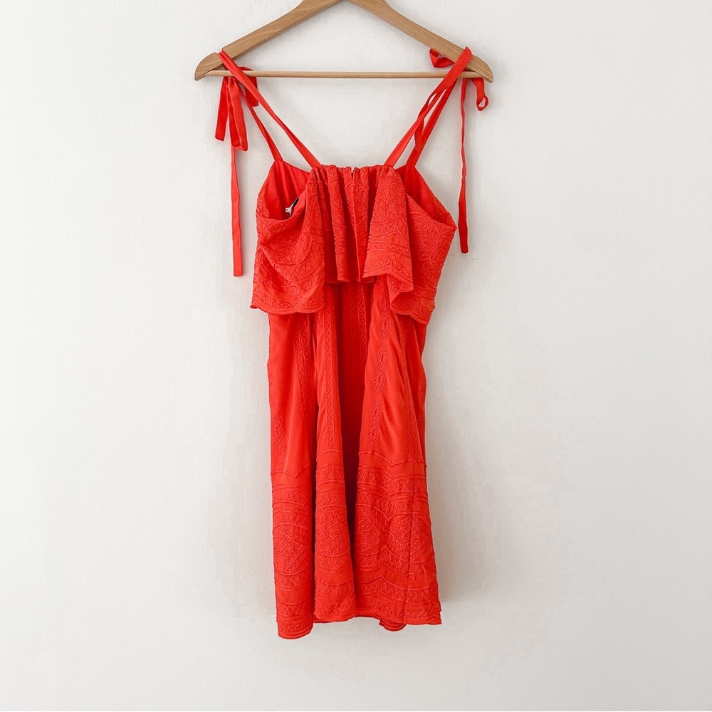 Parker 100% silk red mini dress size s - Picture 3 of 10